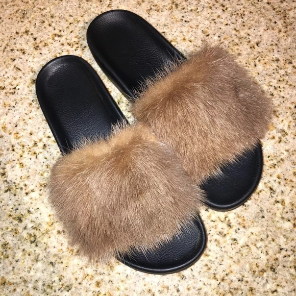 givenchy black fur slides